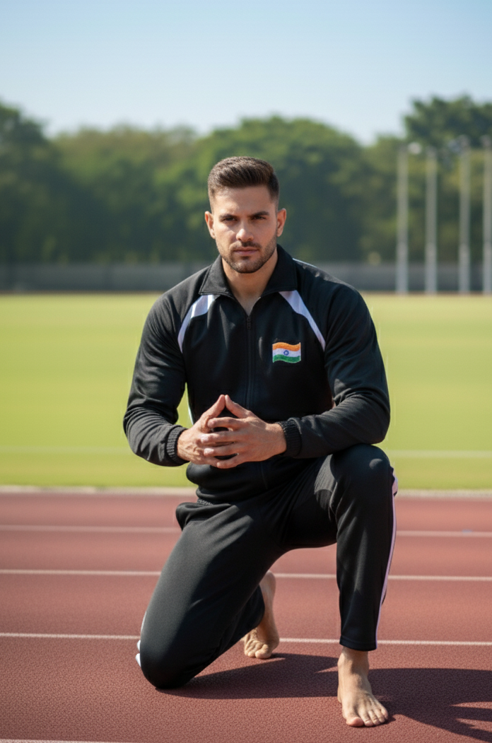 Premium Track Suit – Black White with Indian Flag
